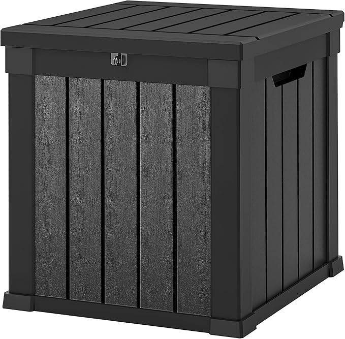 GOOBED Outdoor Storage Box, Weather-Resistant Resin Deck Box, 51-Gallon Storage Container for Patio Cushions, Pool Accessories, Garden Tools, Lockable, Easy Maintenance, Black
