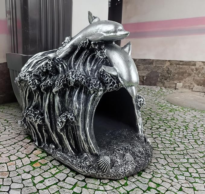 coolboy Dolphin Statue Gutter Downspout Extension Decorative,Animal Garden Statue Outdoor Decor,3"×4" Rain Gutter Downspout Splash Block,Rain Downspout Diverter