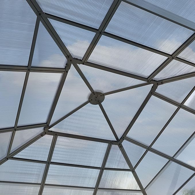 TOOLPORT Hardtop Gazebo 13x13 ft with Aluminum Frame and Approx. 8 mm Polycarbonate Roof