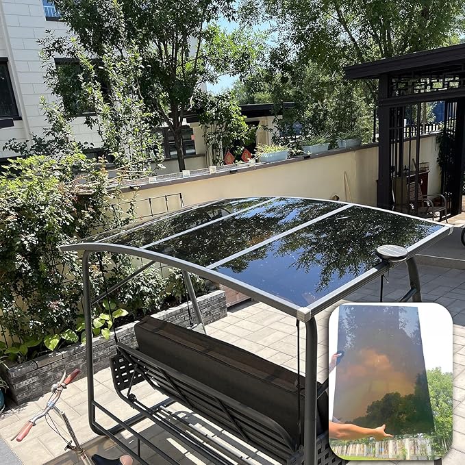 2mm Polycarbonate Sheet,polycarbonate greenhouse panels,Roofing Transparent Insulation Daylighting Panels,strong and not easily deformed,for Greenhouse Sheds Roofs,Carports.(Brown,2.62 x 6.6ft)