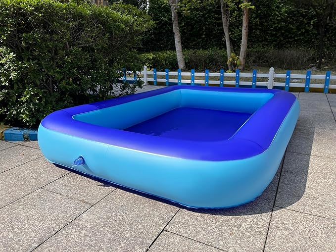 Inflatable Splash Pool for Kids, Plastic Wading Pools Outdoor, Large Sensory Sand & Water Play Pit for Toddlers, Kiddie Small Swimming Pool with Air Pump, Sand Box Backyard(77"*53"*9")