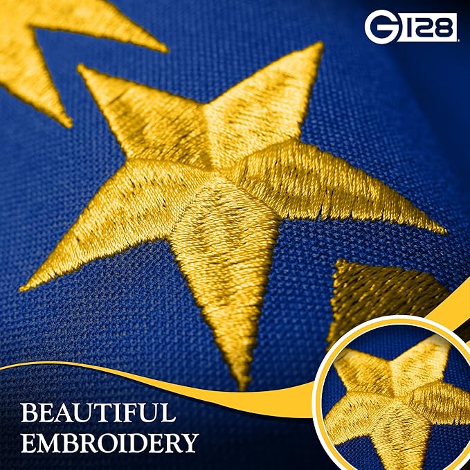 G128 Indiana State Flag | 4x6 Ft | StormFlyer Series Embroidered 220GSM Spun Polyester | Embroidered Design, Indoor/Outdoor, Brass Grommets, Heavy Duty, All Weather