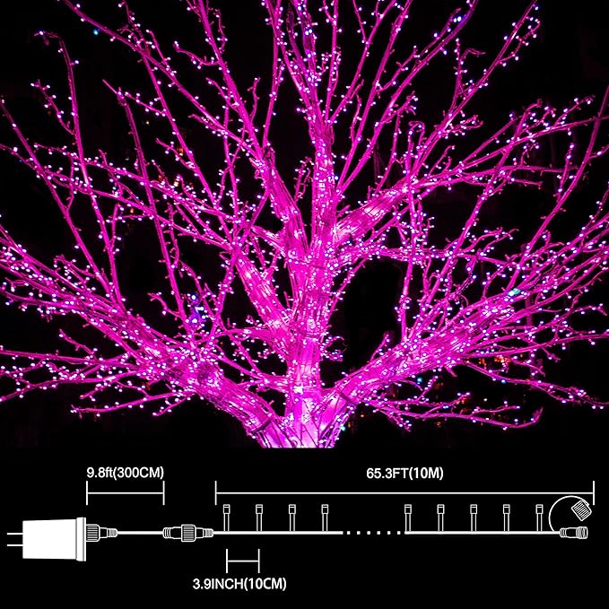 33ft Valentine's Day String Lights, Christmas Decorative Mini Lights, 100 LED Pink Fairy Starry String Lights Plug in, 11 Lighting Modes for Valentines Day Tree Decorations (Pink)