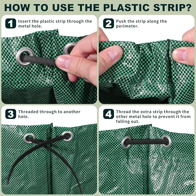 Reusable Yard Waste Bags, 72 Gallons Lawn and Leaf Bags Heavy Duty Garden Waste Bags with Reinforced Handles, 3 Pcs Foldable Leaf Collector Bag for Loading Garden Leaves, Trash - Green