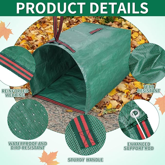 Hysagtek Leaf Collector Large Yard Dustpan - 53 Gallon Leaf Bags Leaves Collector Reusable Yard Waste Bags for Lawn Care, Camping & Recycling