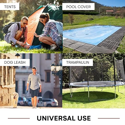 Wood Grip Swimming Pool Stainless Steel Spring Covers with Stopper D Ring and Protective Vinyl Spring Cover - for Winter Safety Pool Covers - Pool Cover Springs for Inground Pools (Pack of 5)
