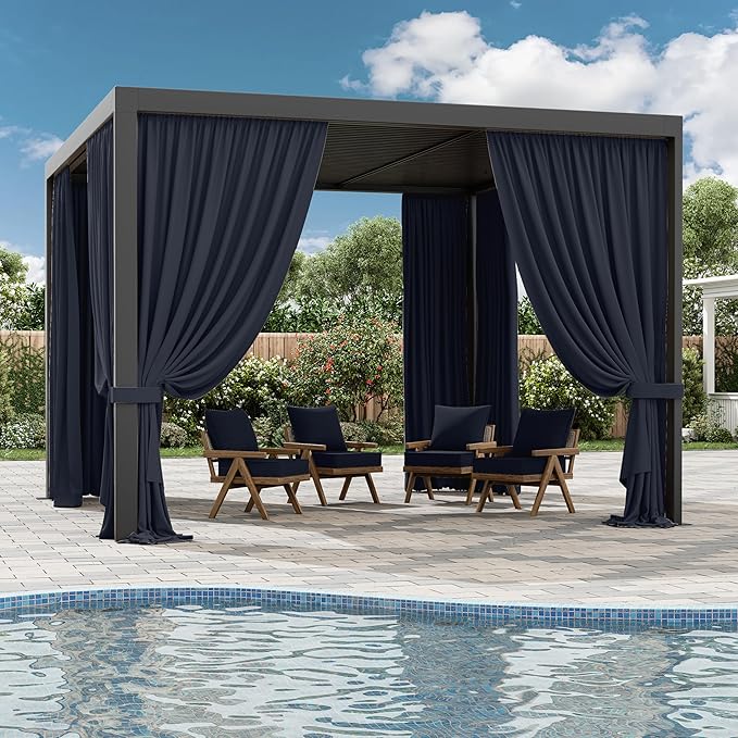 Gazebo Universal Replacement Privacy Curtain,10'×10' Gazebo Outdoor Waterproof Curtains, 4-Panels Sidewall Curtains with Double Zipper for Patio Canopy, Garden and Backyard (Curtain Only)