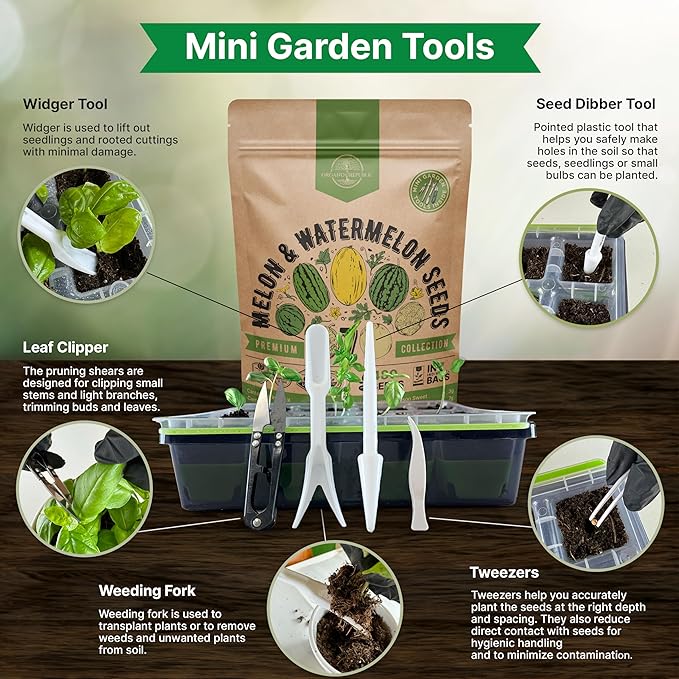 7 Melon & Watermelon Seeds Variety Pack 480+ Non-GMO Heirloom Fruit Seeds for Planting Fruits in Individual Seed Packets for Hydroponic, Indoor and Outdoors Gardening