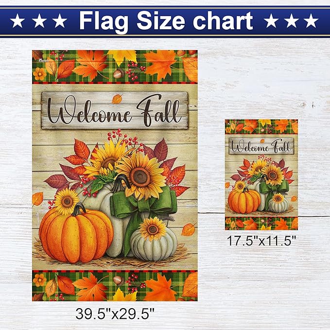 FLAGWIX Pumpkins Fall Flags for Outside - House Flags for Outside 29.5" x 39.5" - Fall Decorations for Home, Thanksgiving Gifts for Women Men, Thanksgiving Decorations for Garden Home Decor