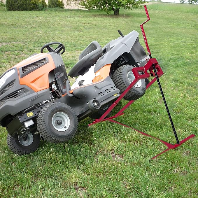 Lawn Mower Lift Jack-890 Lbs Capacity Lifting Platform Telescopic Maintenance Jack Tools Repair Bracket for Garden Tractors and Riding Lawn Mowers with Manual Handle & Power Tool Extension Handle
