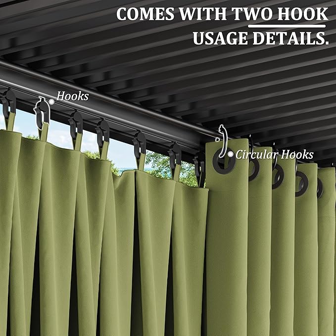 Gazebo Universal Replacement Privacy Curtain,10'×13' Gazebo Outdoor Waterproof Curtains, 4-Panels Sidewall Curtains with Double Zipper for Patio Canopy, Garden and Backyard (Curtain Only)