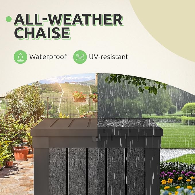GOOBED Outdoor Storage Box, Weather-Resistant Resin Deck Box, 51-Gallon Storage Container for Patio Cushions, Pool Accessories, Garden Tools, Lockable, Easy Maintenance, Black