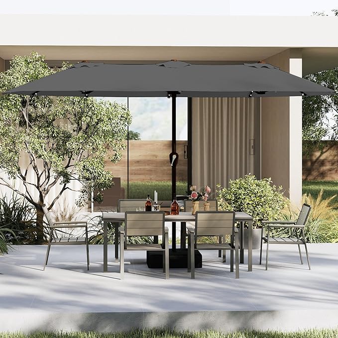 13FT Double Sided Patio Umbrella with LED Lighted