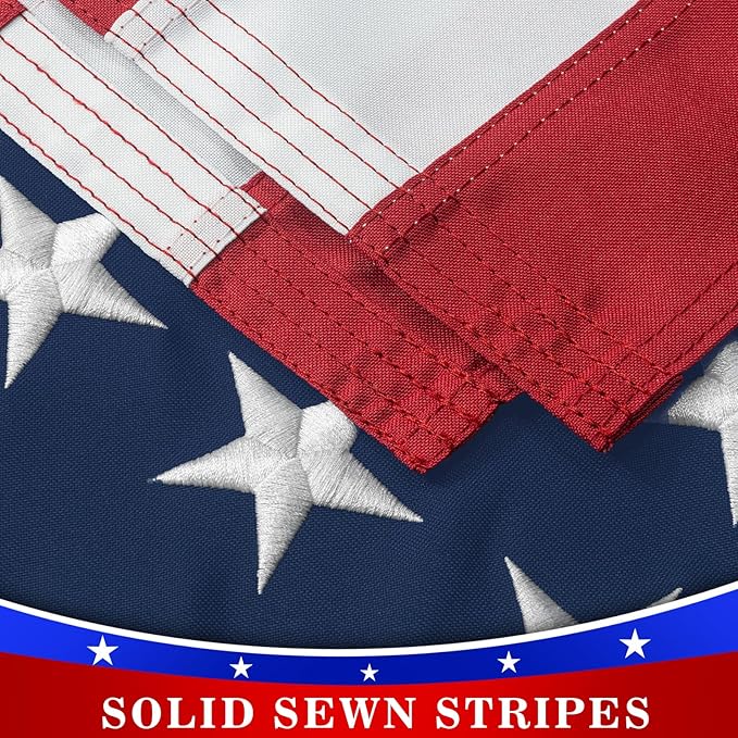 High Wind American Flag for Outdoor 10x15 Ft - Heavy Duty Allegiance US Flag with Embroidered Stars, Sewn Stripes & Brass Grommets All Weather Fade Resistant for Outside Use