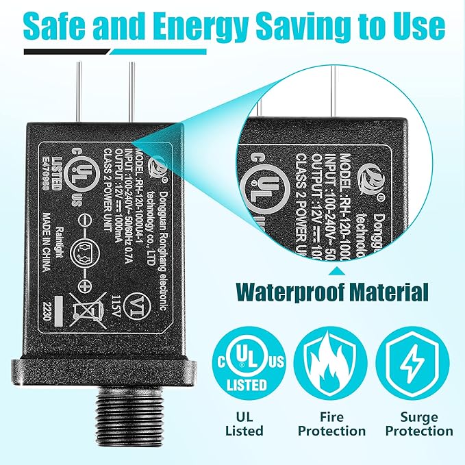 2 Pcs Replacement Yard Inflatable Adapter Power Supply Adaptor 12Vdc 1.0A Class 2 Power Supply for Halloween Christmas Inflatable Decorations