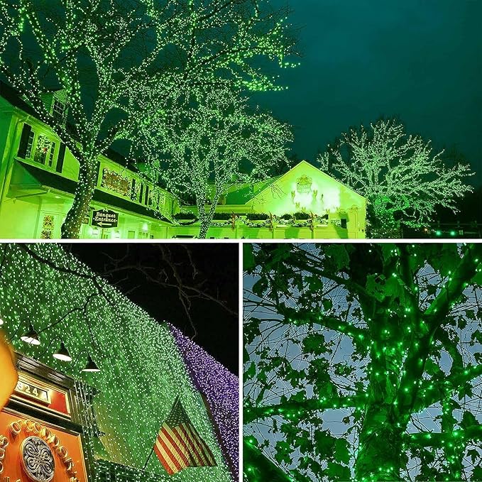 Connectable 240LED 95Ft 13Modes String Lights Indoor Outdoor | Extendable Green Wire Green Christmas Tree Lights with Timer | Twinkle Fairy Light Plug in for Xmas Tree Garden Decor(Green)
