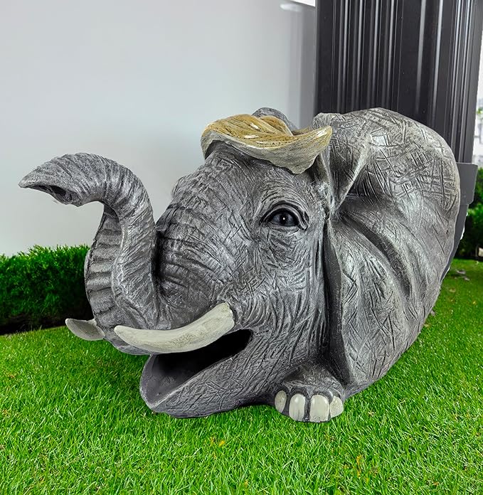 coolboy Elephant Statue Gutter Downspout Extension Decorative,Animal Garden Statue Outdoor Decor,3"×4" Rain Gutter Downspout Splash Block,Rain Downspout Diverter