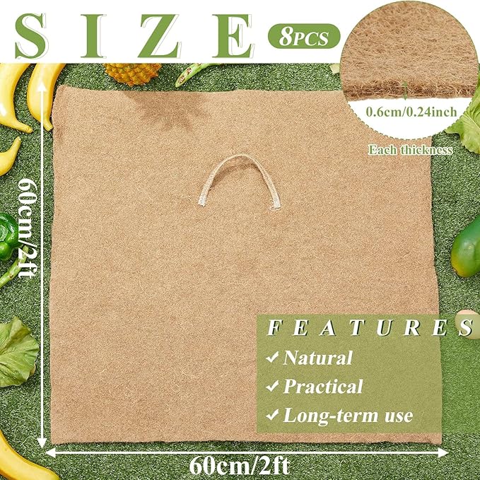 Zubebe 8 Pcs 2 ft x 2ft Worm Blanket Farm Kit Worm Bin Blanket Worms for Composting Fits Many Bin Bag for Keeping Worms Dark Moist Warm Outdoor Garden Compost Bin Farm Compost Factory