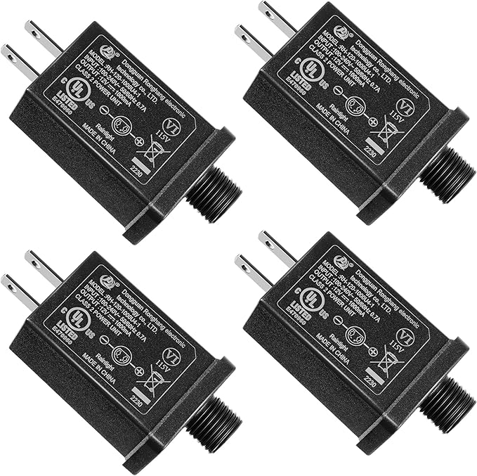 4 Pcs Replacement Yard Inflatable Adapter Power Supply Adaptor 12Vdc 1.0A Class 2 Power Supply for Halloween Christmas Inflatable Decorations