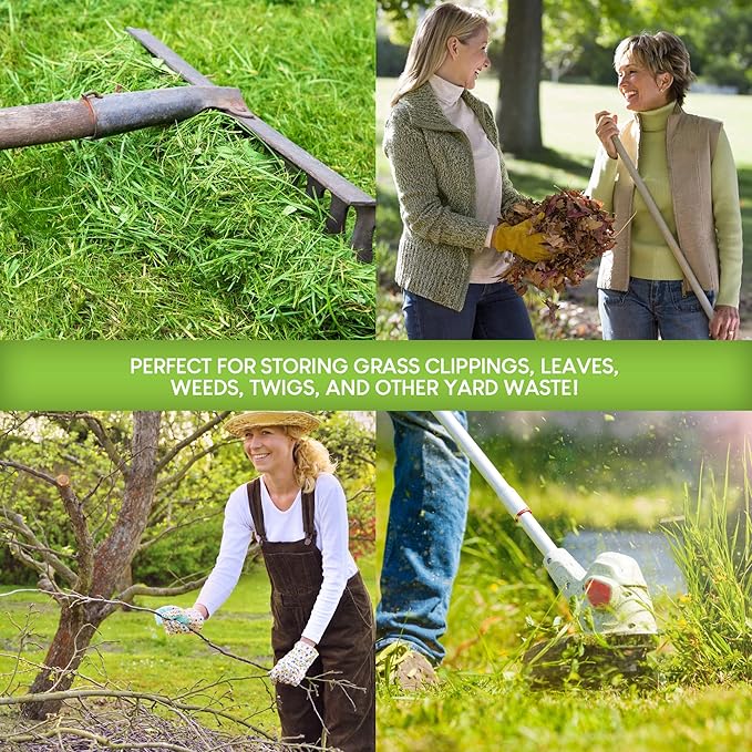 30 Gallon Kraft Lawn and Leaf Bags (10 Pack) Eco-Friendly Heavy Duty Large Paper Trash Bags, Made in the USA Tear Resistant Yard Waste Bags for Grass Clippings, Wet and Dry Leaves, Weeds, Twigs