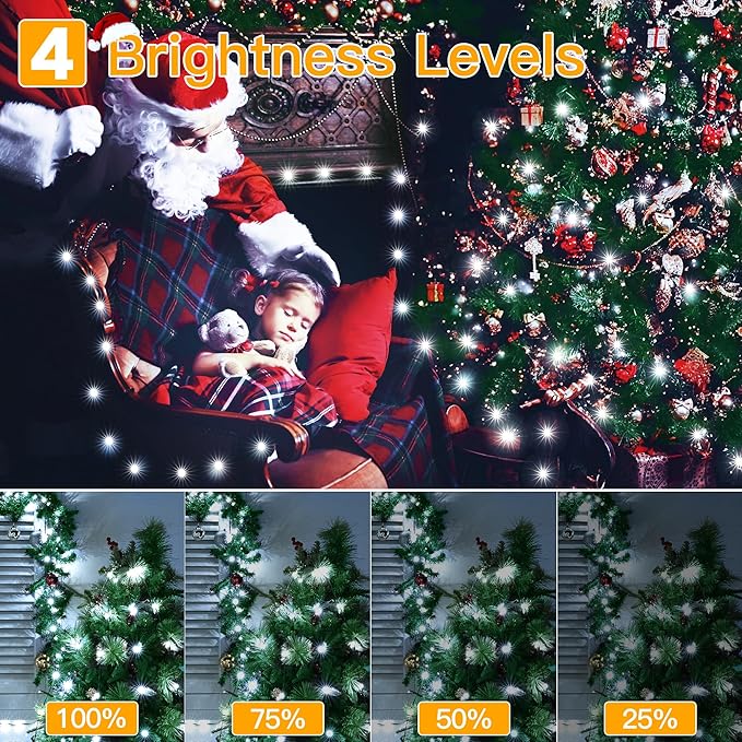 Ollny Christmas Lights 800 LED 262 FT Plug in, IP67 Waterproof Green Wire Outdoor Christmas Lights with Remote, 8 Modes and Timer Christmas Tree Light for House Indoor Xmas Decorations (Cool White)
