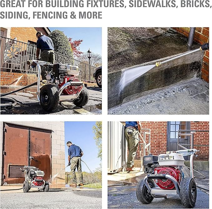 Simpson Cleaning 3400 PSI Gas Pressure Washer, 2.5 GPM Power Washer for Commercial Use, Honda GX200 Engine, 25-Foot Hose, Aluminum Series, 49-State (ALH3228-S)