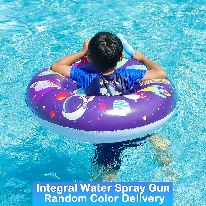 FindUWill Pool Floats with Water Guns Kids, Inflatable Pool Swim Tubes with Beach Ball, Pool Floaties Toys Inner Tube with Squirt Guns for Kids Ages 8-12, Beach Swimming Party Toys for Adults