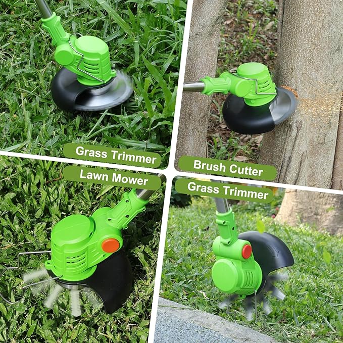 Electric Weed Wacker Cordless, 4-in-1 Cordless Weed Wacker, Battery Powered Weed Eater String, 21V Electric Weed Eater, for Lawn, Bush Trimming(with 2 x 4.0Ah Batteries and Fast Charger Included)