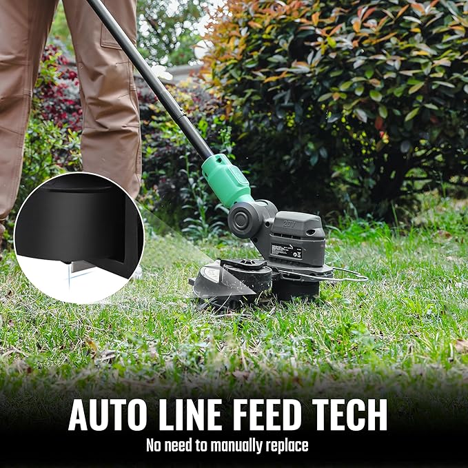WORKPROX 12inch 20V String Trimmer, 4.0Ah Li-Ion Battery Powered Grass Cutter with Auto Line Feed, 2 in 1 Lawn Edger and Weed Trimmer with 2Pcs Grass Trimmer Spool Line