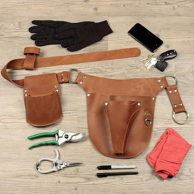 Leather Garden Tool Belt - Gardening gifts for women- Utility belt - Garden Tools Organizer Holster Pouch -Gift for Gardeners and Florists