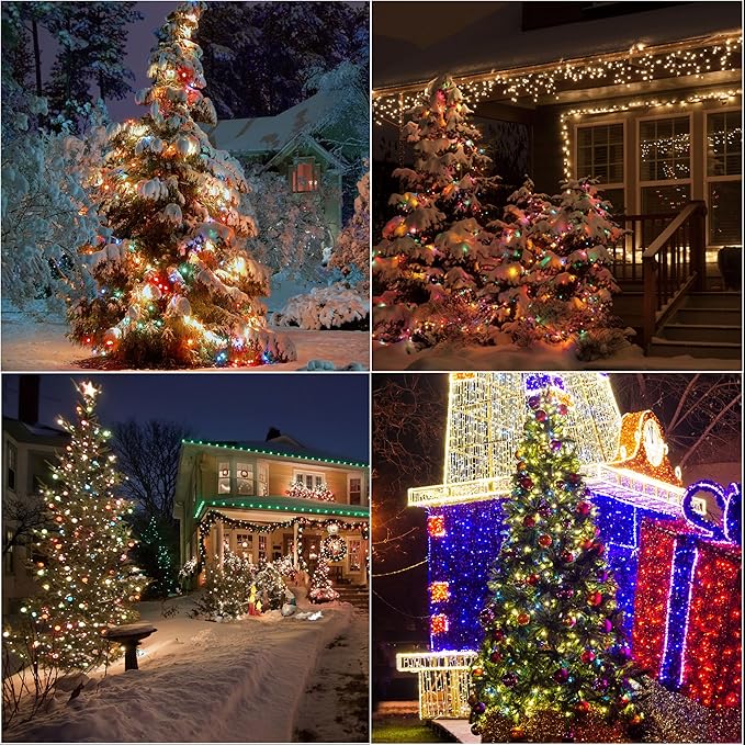 33ft Christmas Decorative Mini Lights, 100 LED Transparent Wire Fairy Starry String Lights Plug in, 12 Lighting Modes, for Indoor Outdoor Xmas Tree Wedding Party Decoration (Warm+Multicolor)