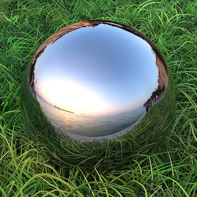 Lulu Decor, 2 pcs - 12 Silver Stainless Steel Gazing Mirror Ball, Smooth Reflective Shiny Garden Decoration Globe (2 Pc)