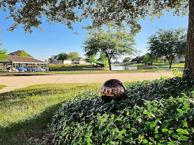 Lulu Decor, Dark Copper Stainless Steel Gazing Mirror Ball Size 14, Smooth Reflective Shiny Garden Decoration Globe