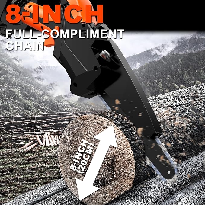 2-IN-1 Cordless Pole Saw & 8" Mini Chainsaw Battery Powered, Electric Pole Saws for Tree Trimming with 2 x 21V Batteries, Auto Oiling, 13.5 FT Max Reach, Handheld Chainsaw & Pole Saw Combo