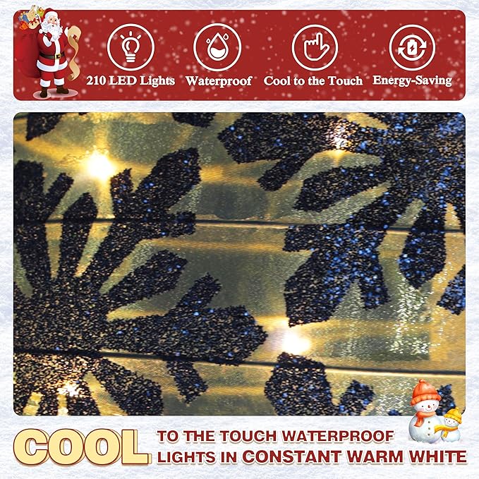 VEIKOU 5 FT Pop-Up Lighted Stacked Christmas Ornaments with 210 Warm White LED Lights & 4 Ground Stakes, Collapsible Christmas Light Ornaments for Backyard, Lawn, Garden