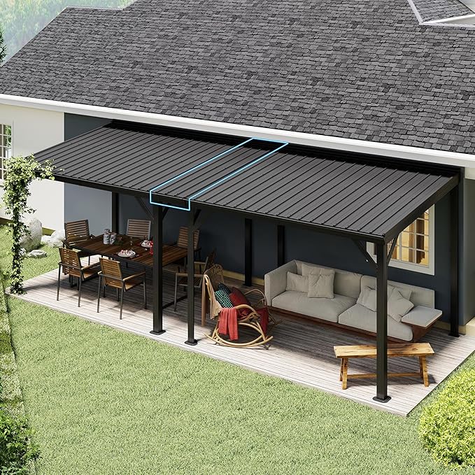 Gazebo Connector Kit for 8ft Width Lean-to Gazebo, Rustproof Steel Roof Joining Panel for Extending and Linking 8'x8' and 8'x10' Wall Mount Gazebos