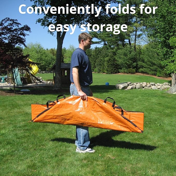 Reusable Cleanup Tarp for Lawns and Gardens - Landscape and Yard Accessories, Rake Leaves and Debris, Easy To Use, Collapsible Design, Sport, ( 4’ X 6’), Orange