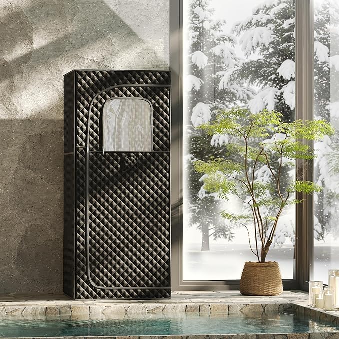 Portable Steam Sauna at Home 1 Person Therapy, Low EMF 1200W Fast Heating Sauna Box, Indoor Dry Sauna with Foldable Chair for Home, Gym (2.6Lx2.6Wx6H Ft)