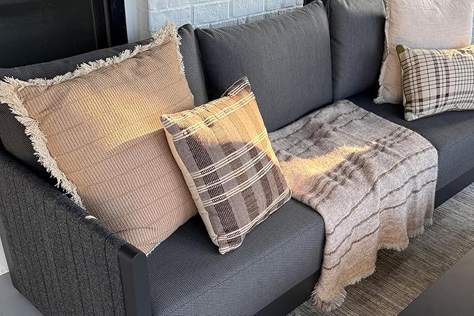 PURPLE LEAF 3 Pieces Small Conversation Set All Weather Outdoor Couch Sectional Set with Cushion Patio Conversation Sets for Garden Poolside Backyard Gray