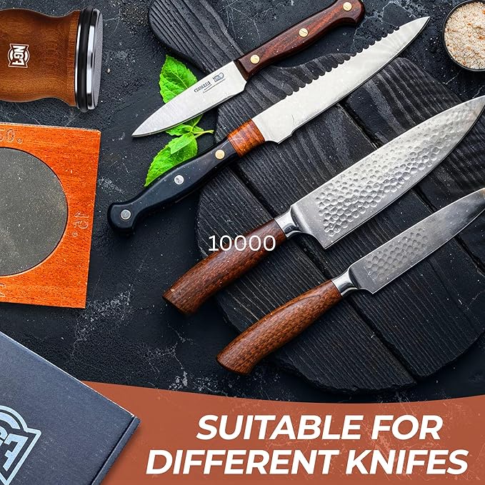 Rolling Knife Sharpener Kit with Diamond Discs, Multi Angle Magnetic Knife Sharpener Roller Tool for Kitchen and Pocket Knives Diamond&Ceramic Knife Sharpening System Set