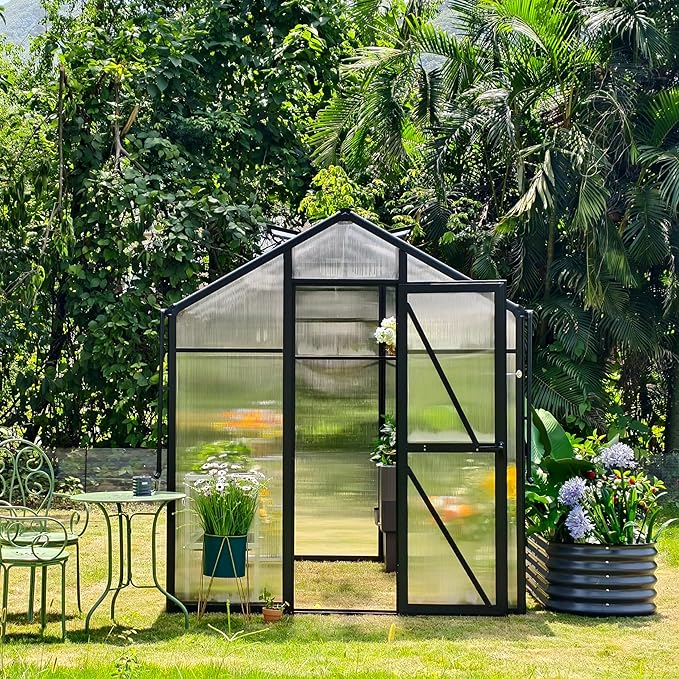 Vego Garden Junior Victorian Greenhouse 6.5 ft – Durable Aluminum Frame with Polycarbonate Panels – All-Season Greenhouse for Backyard or Patio