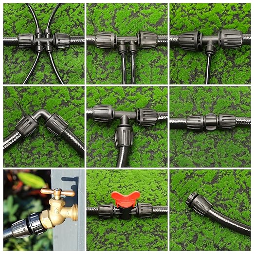 MIXC 1/2 Inch Drip Irrigation Tubing Faucet Adapter, 3/4" to 1/2" Irrigation Hose Adapters, Rotating Lock Nut 3/4 Inch Barbed Drip Line Connector for Garden Irrigation Systems 10 Pack