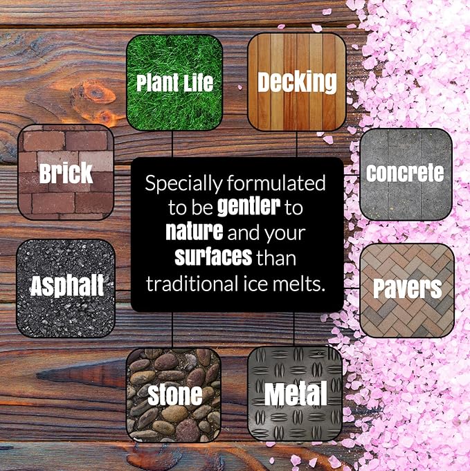Peach Country Pink Ice Melt -25°F Effective, Eco-Friendly De-Icer, Fast-Acting Granules for Driveways, Walkways & Entryways, 8 lb Pail