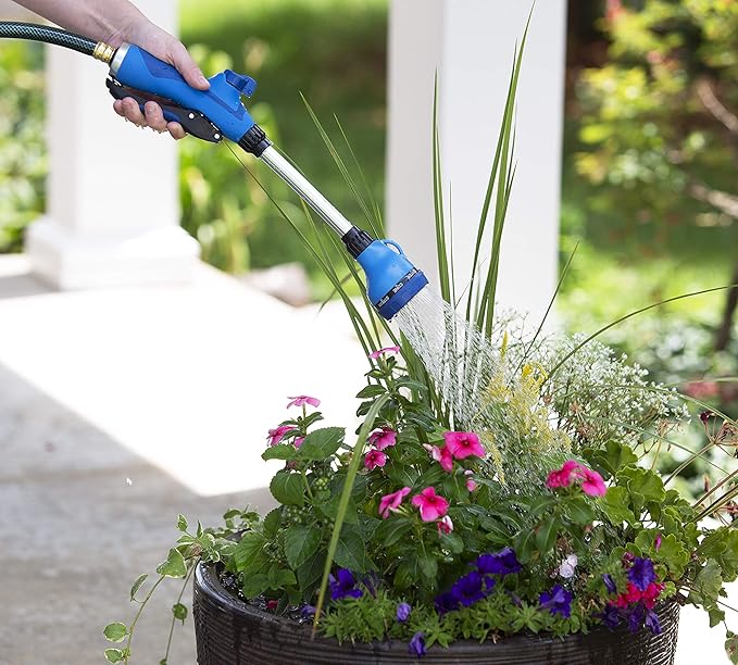 Sprout 65105-AMZ 8-Pattern 15" Watering Wand and QuickConnect Product Adapter Amazon Bundle, Blueberry Blue