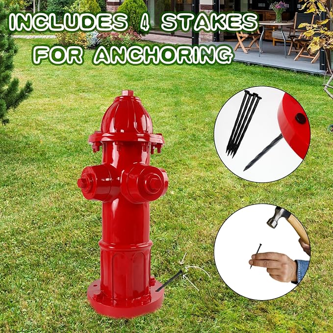 Dog Fire Hydrant Pee Post Statue with 4 Stakes, Fake Fire Hydrant for Dogs to Pee On Puppy Pee Post Training Tool Yard Garden Indoor Lawn Ornament Outdoor Statue (25 * 12 inch)