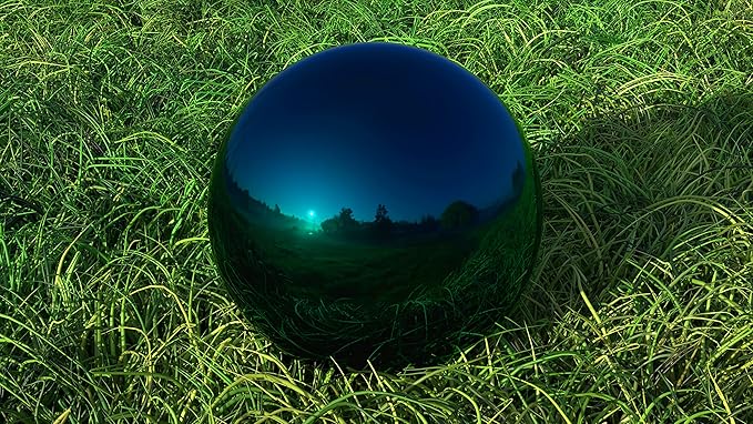Lulu Decor, 12 Stainless Steel Gazing Ball, Shiny Garden Decoration (Blue)