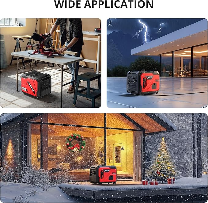 5000W Super Quiet Inverter Generator – CO Sensor, RV Ready 30A Outlet, Wheels & Handle Kit, Parallel Capable for Home Backup, Camping, and Emergencies, EPA Approved