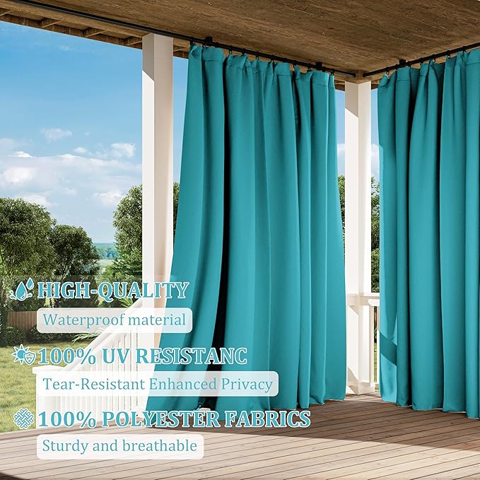 Gazebo Universal Replacement Privacy Curtain,10'×12' Gazebo Outdoor Waterproof Curtains, 4-Panels Sidewall Curtains with Double Zipper for Patio Canopy, Garden and Backyard (Curtain Only)