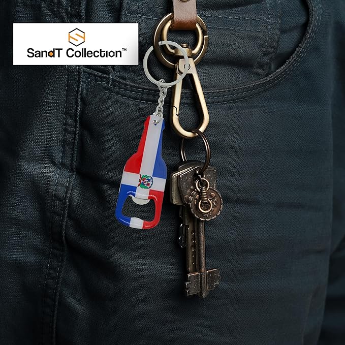 SandT Collection Metal Beer Bottle Opener - Dominican Republic Flag Shape