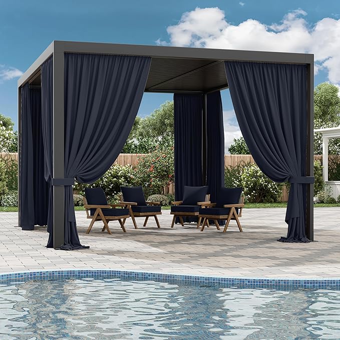 Gazebo Universal Replacement Privacy Curtain,10'×13' Gazebo Outdoor Waterproof Curtains, 4-Panels Sidewall Curtains with Double Zipper for Patio Canopy, Garden and Backyard (Curtain Only)